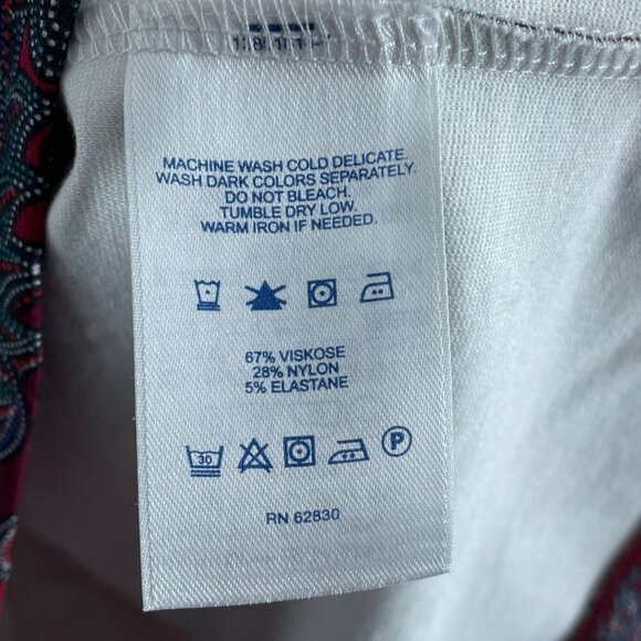 Lands End Womens 8P Sleeveless Red & Blue Paisley Dress Nylon/Viskose 5266 - Picture 3 of 8